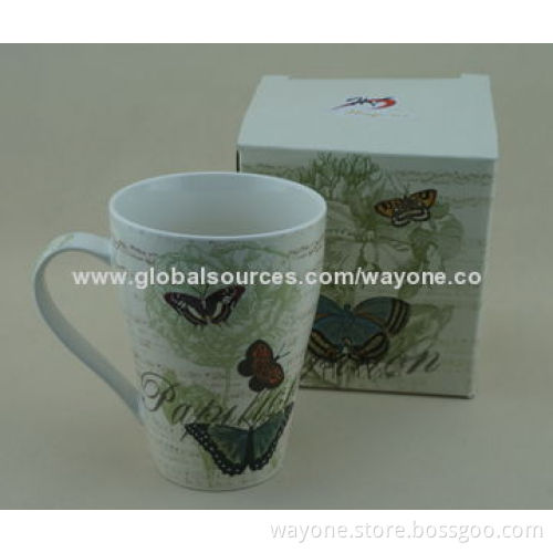 New Bone China Footed Mugs with Floral Design, Royal Shape, Ideal as Present, Food-safe, Butterfly